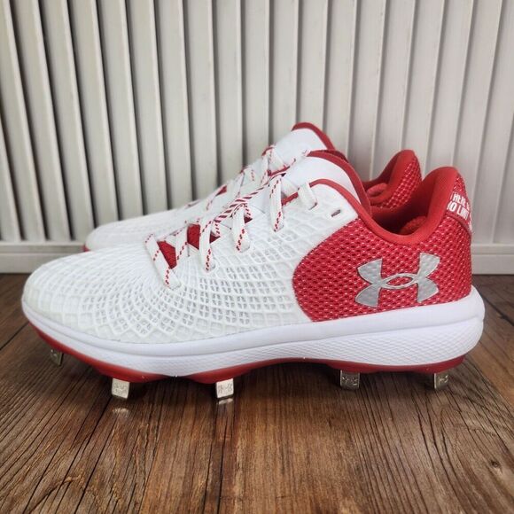 Under Armour Glyde 2 MT Metal Softball Cleats Women's 7 White Red Athletic Sport - Picture 3 of 10